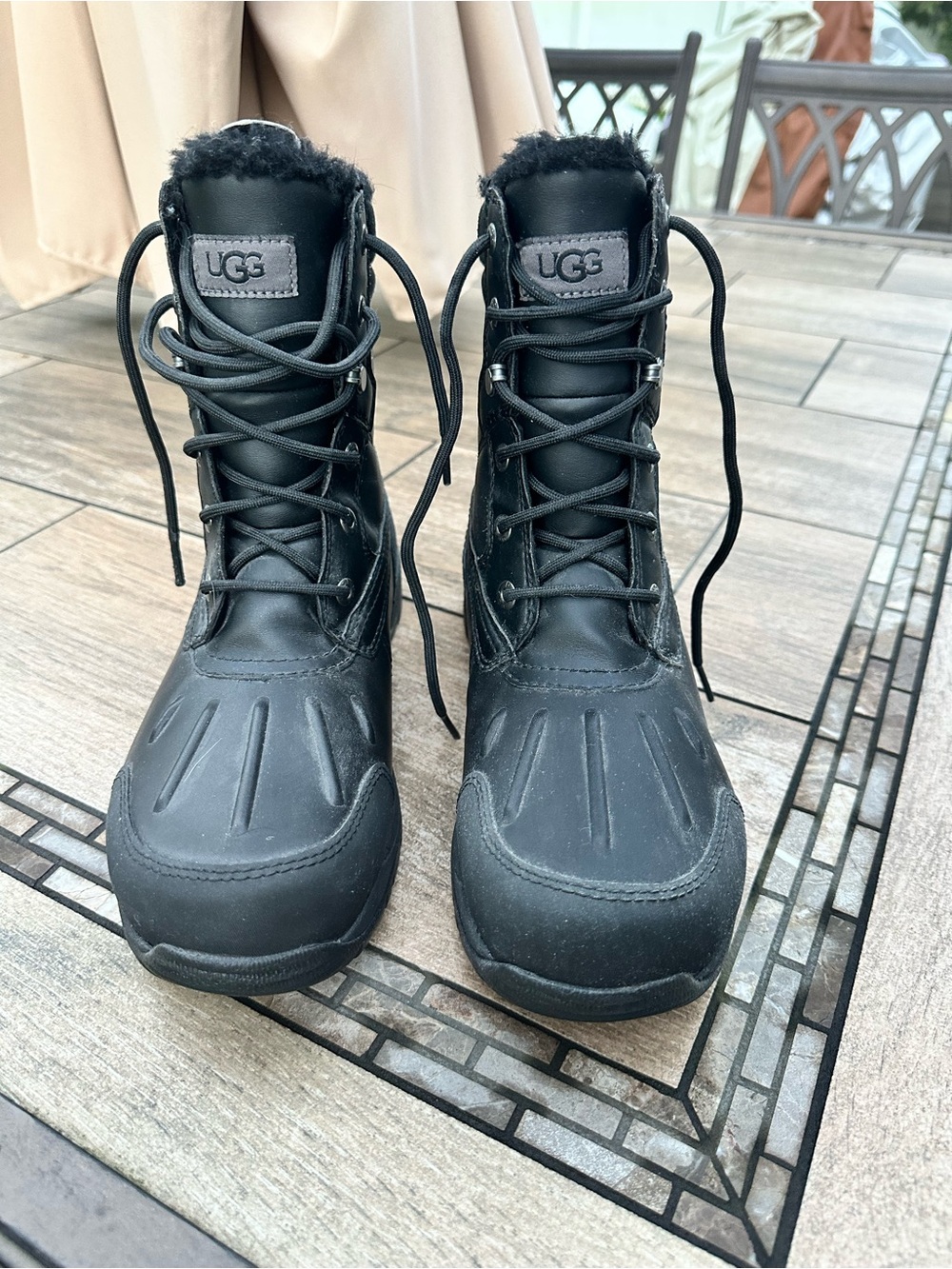 UGG Men’s Black Lace-Up Waterproof Winter Boots